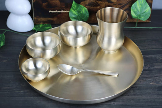 Kansyakar Bronze Curvy Dinner Set – 6-Piece | Matte Finish | Pure Bronze