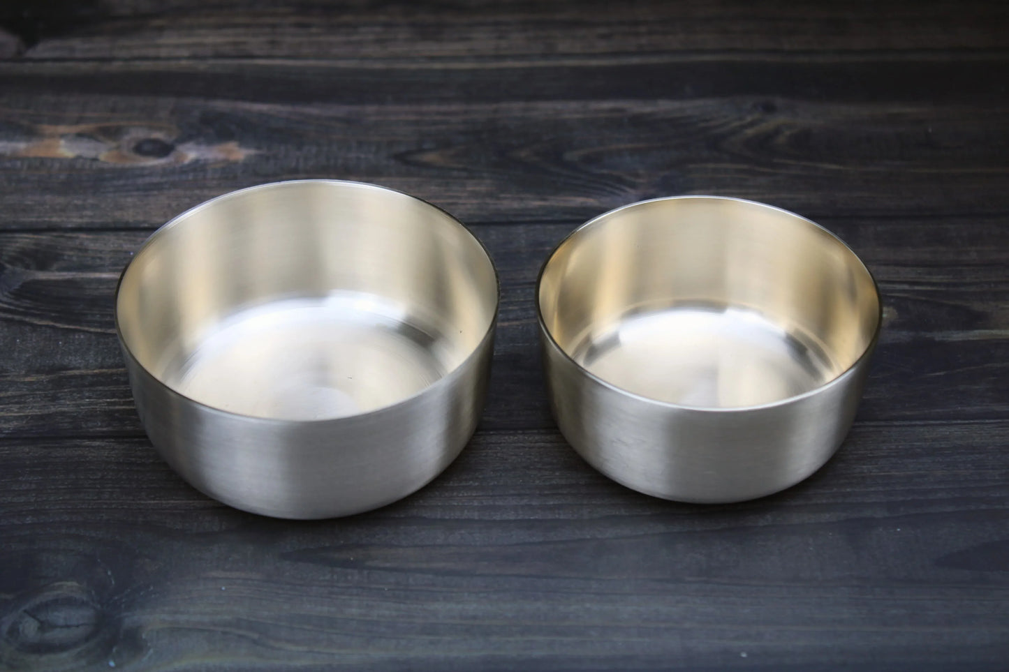 Chettinad bronze katori bowls by Kansyakar, heirloom 3.5 and 3.8-inch for serving veggie curries and fiery gravies.