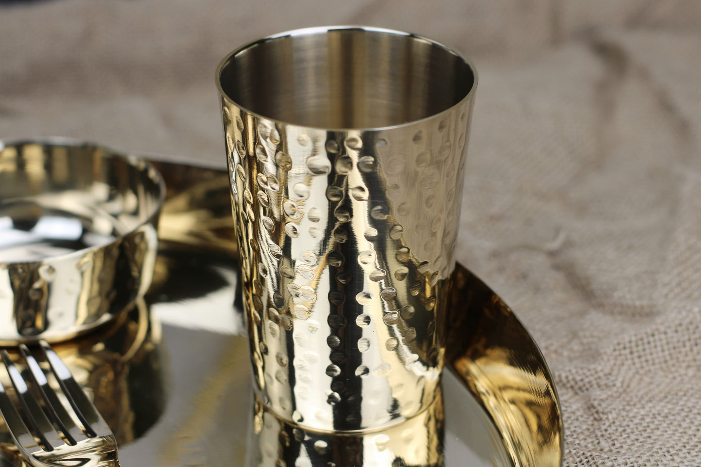 Hand-Hammered Bronze Thali Set – 7-Piece Artisan Dinnerware | Kansyakar Signature Series