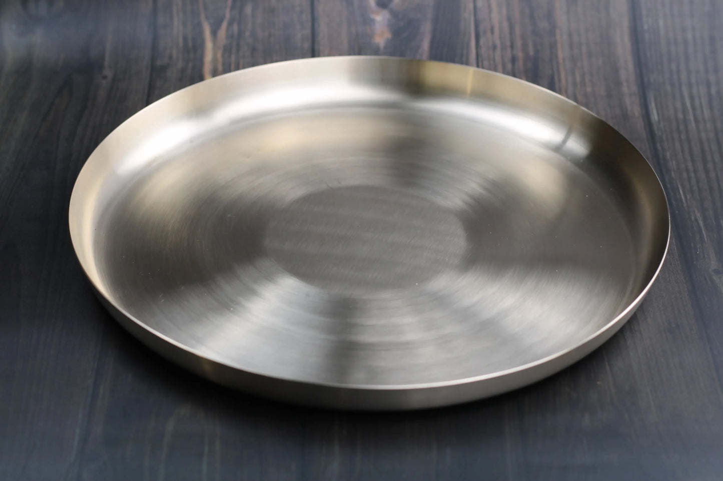Bronze Apple Thali by Kansyakar, traditional round serving plate in 11" or 12", glossy and matte finishes, made of pure Kansa metal.