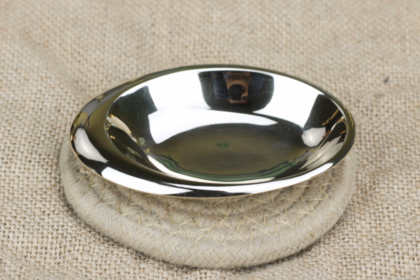 Handcrafted Oval Bronze Dip Bowl – Glossy & Mare Finishes for Sauces & Chutneys