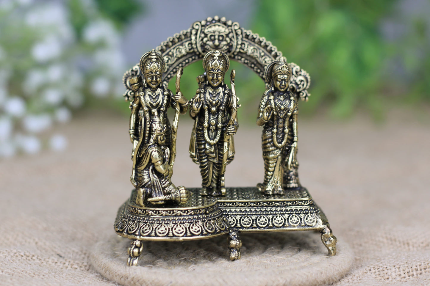Premium Brass Ram Darbar Idol – Ram, Sita, Lakshman & Hanuman | Spiritual Home Decor
