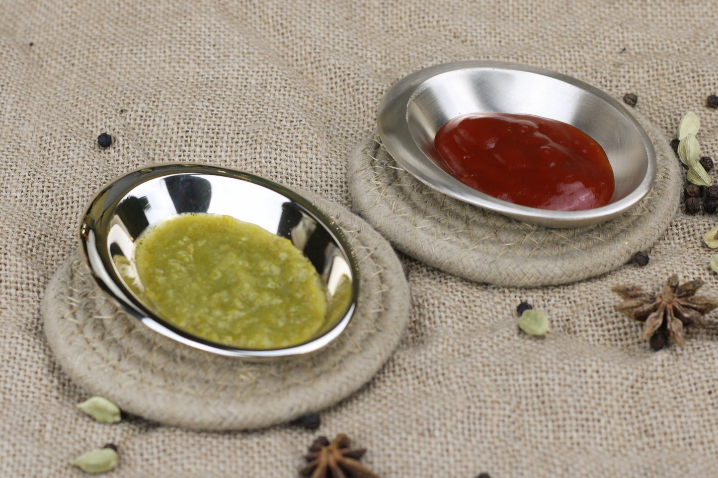 Handcrafted Oval Bronze Dip Bowl – Glossy & Mare Finishes for Sauces & Chutneys