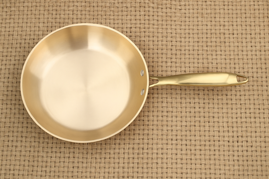 Kansyakar Bronze Frying Pan with Solid Brass Handle – 9.8 in | Traditional Pure Bronze Cookware | Matte Finish