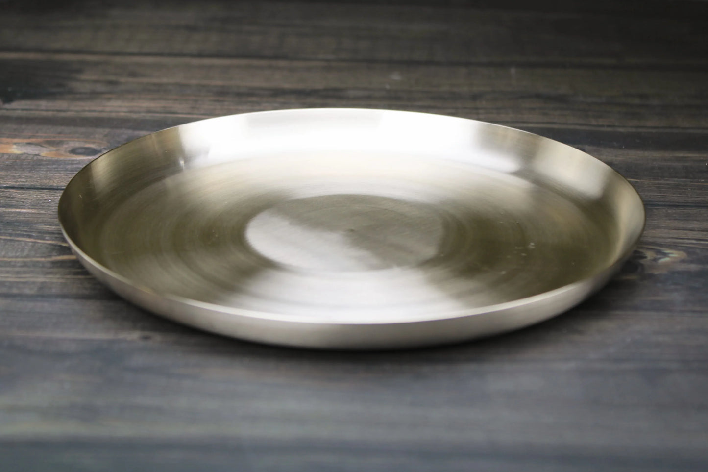 Set of Kansyakar artisanal bronze salad platters in small and medium sizes, glossy and matte Ayurvedic Kansa plates for healthy dining