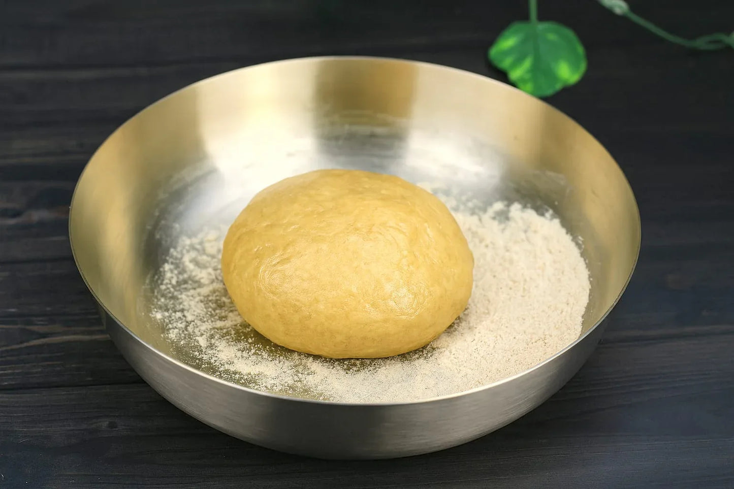 Handcrafted bronze dough kneading bowl from Kansyakar, 1500ml, traditional kitchenware for bread and pastry preparation.
