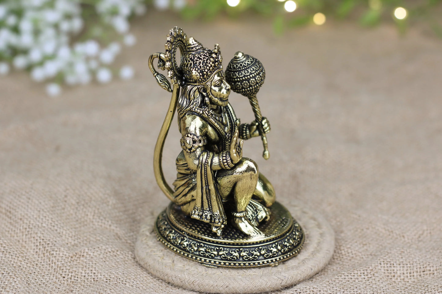 Handcrafted brass Hanuman idol in small and medium sizes, symbolizing divine strength for home and office from Kansyakar.