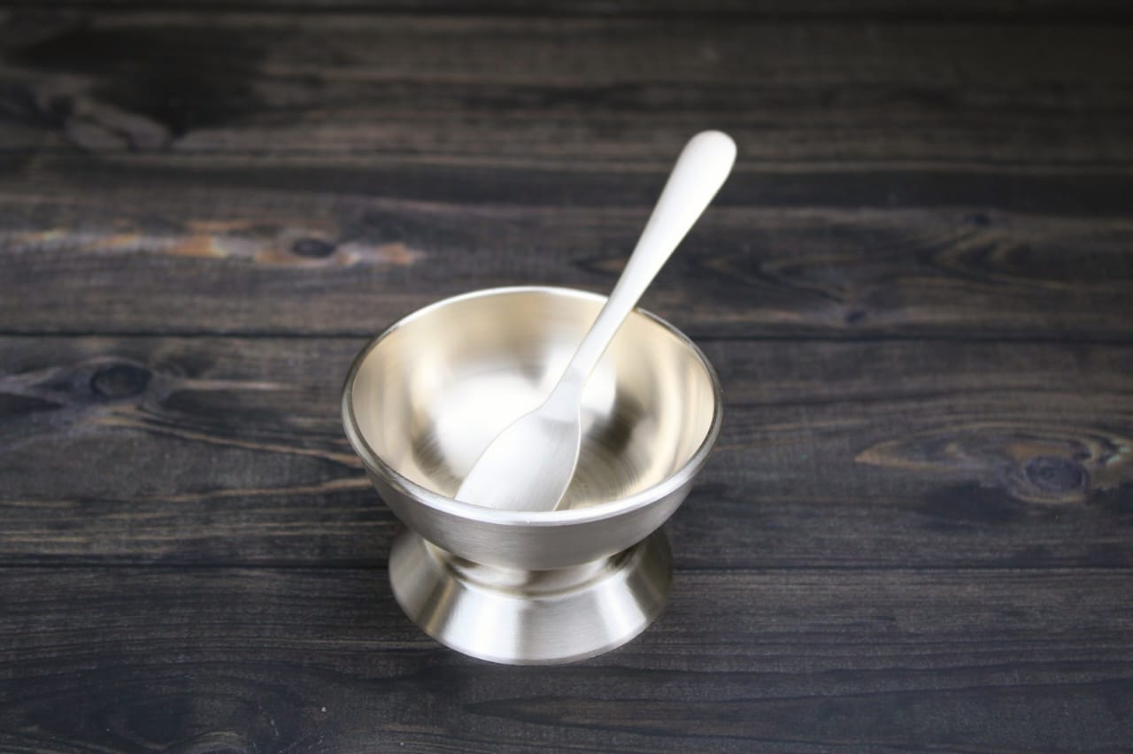 Bronze Ice-Cream Cup with Spoon – Metallic Scoop