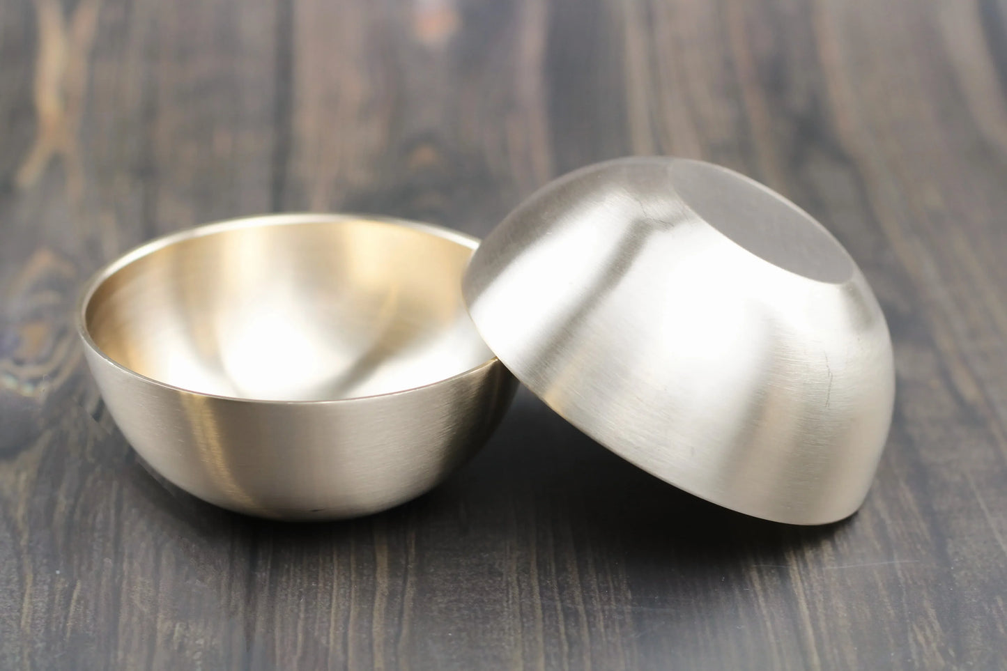 Mini Bronze U-Bowl from Kansyakar, 3.2-inch Ayurvedic serving cup with glossy and matte finishes, 100ml capacity.