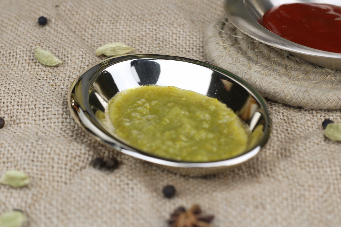 Handcrafted Oval Bronze Dip Bowl – Glossy & Mare Finishes for Sauces & Chutneys