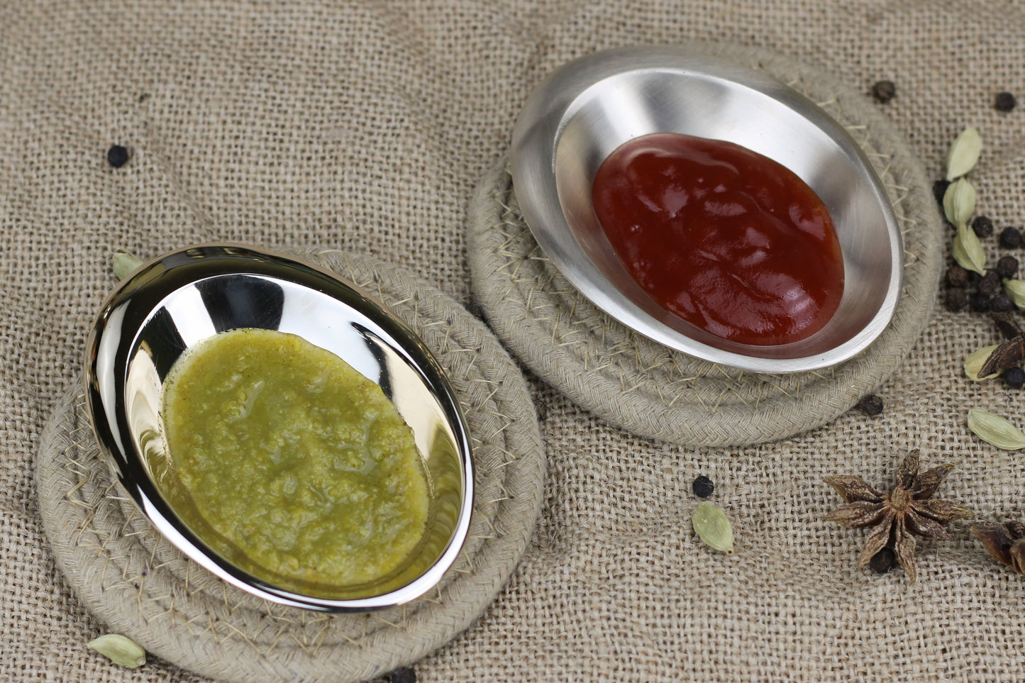 Handcrafted Oval Bronze Dip Bowl – Glossy & Mare Finishes for Sauces & Chutneys