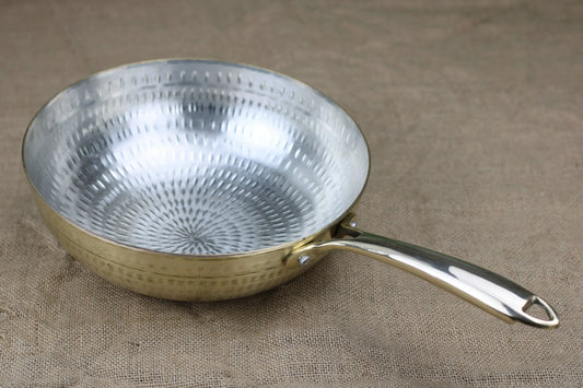 is cooking in brass safe - tin coated brass kadai in modern kitchen