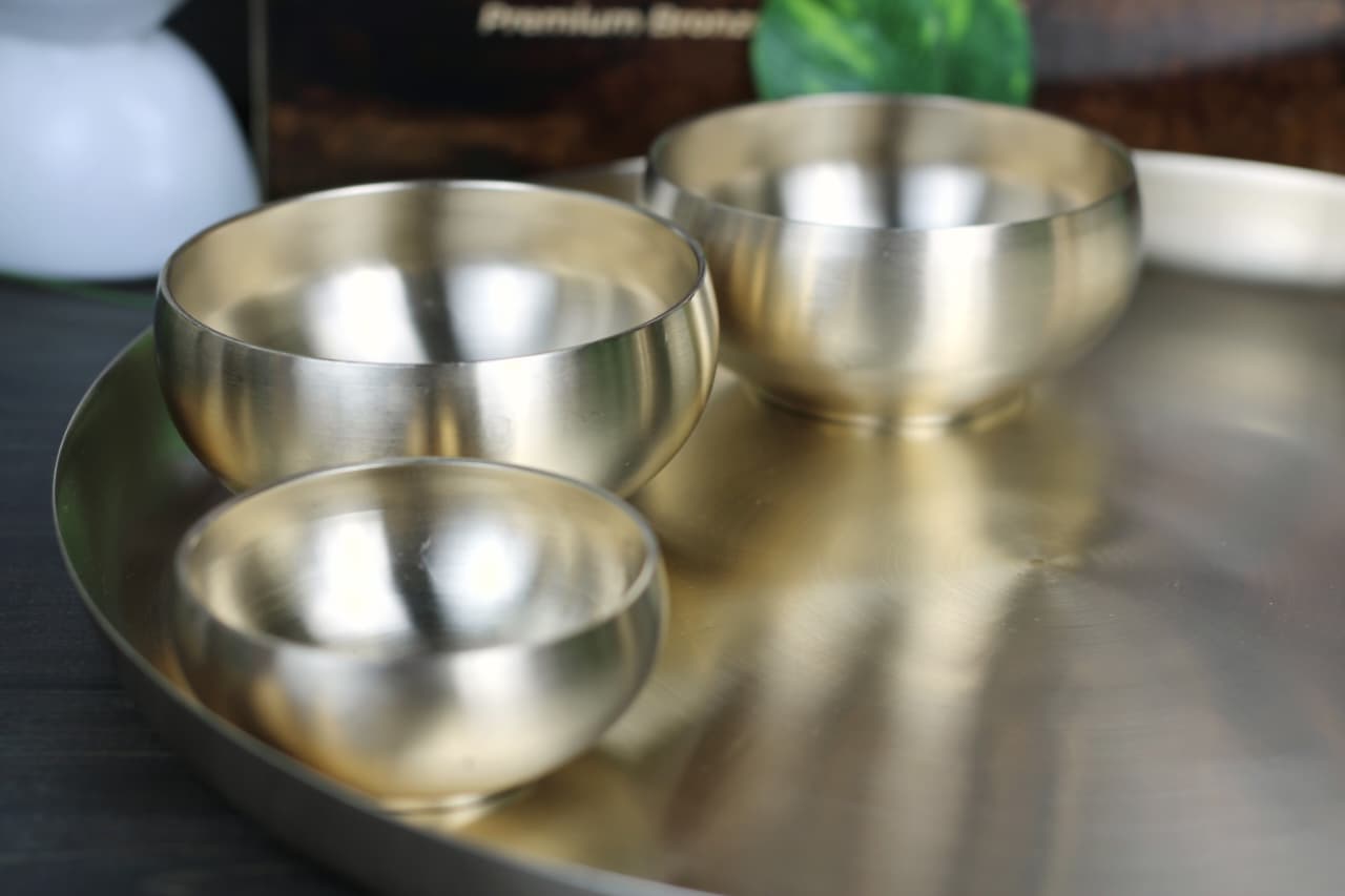 Kansyakar Bronze Curvy Dinner Set – 6-Piece | Matte Finish | Pure Bronze