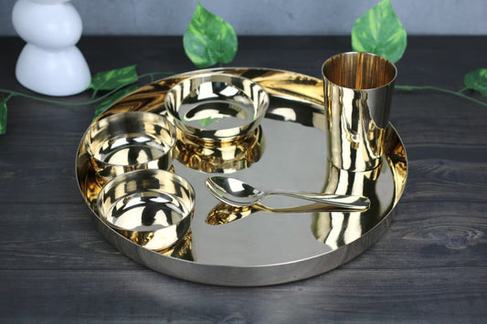 Kansyakar Bronze Dinner Set – Kaveri (6-Piece, Glossy/Matte Finish)