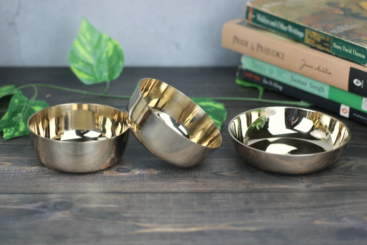 Kansyakar Bronze Dinner Set – Kaveri (6-Piece, Glossy/Matte Finish)