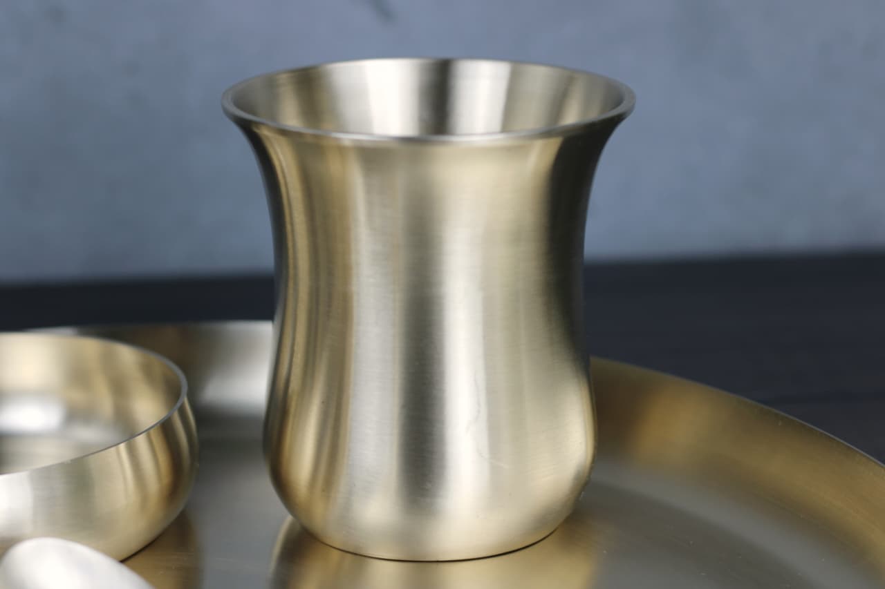 Kansyakar Bronze Tangy Dinner Set – 6 Pieces | Pure Bronze Thali Set (11 & 12 Inch Plate Options)
