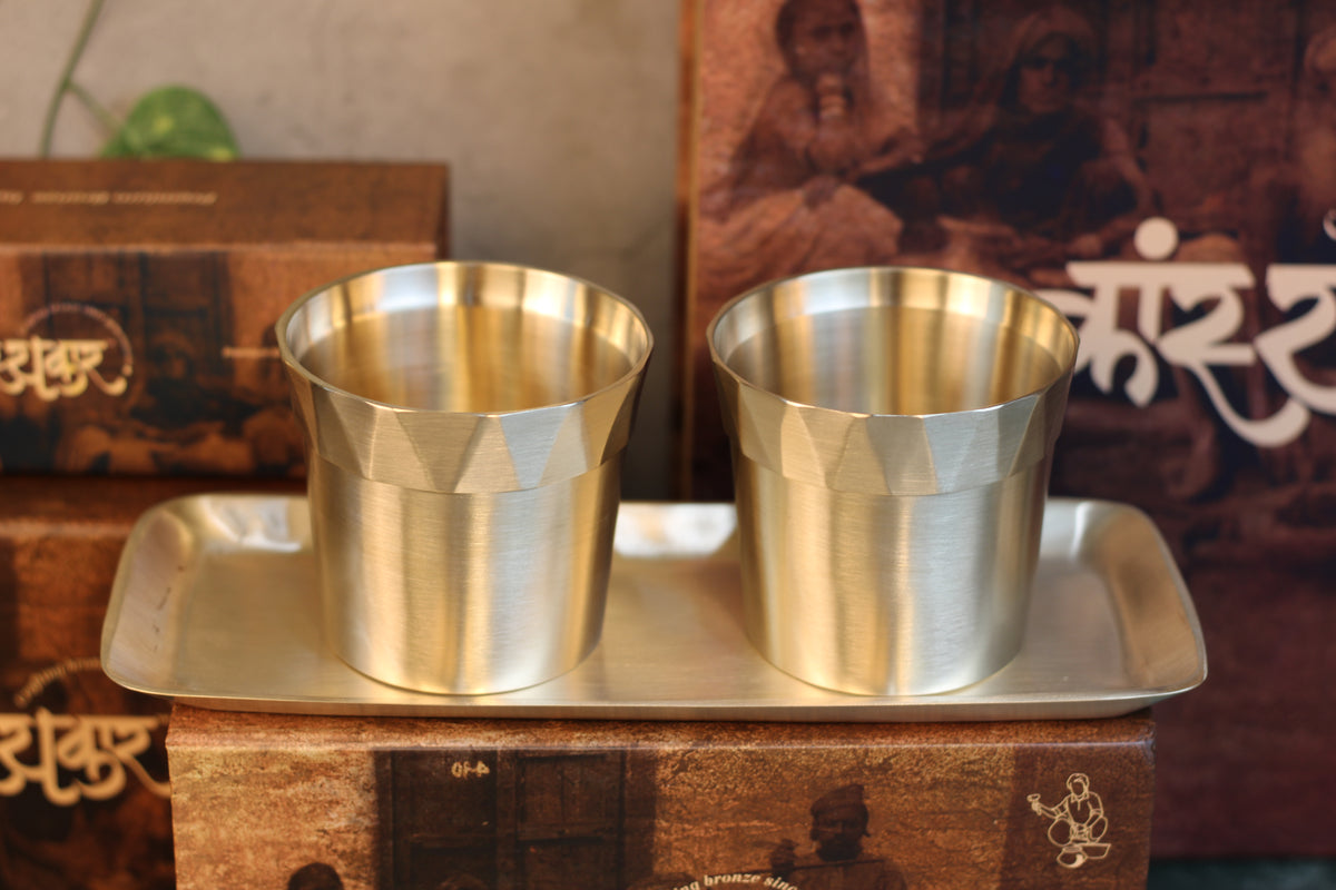 Kanvira Pure Bronze (Kansa) Premium Glass Set