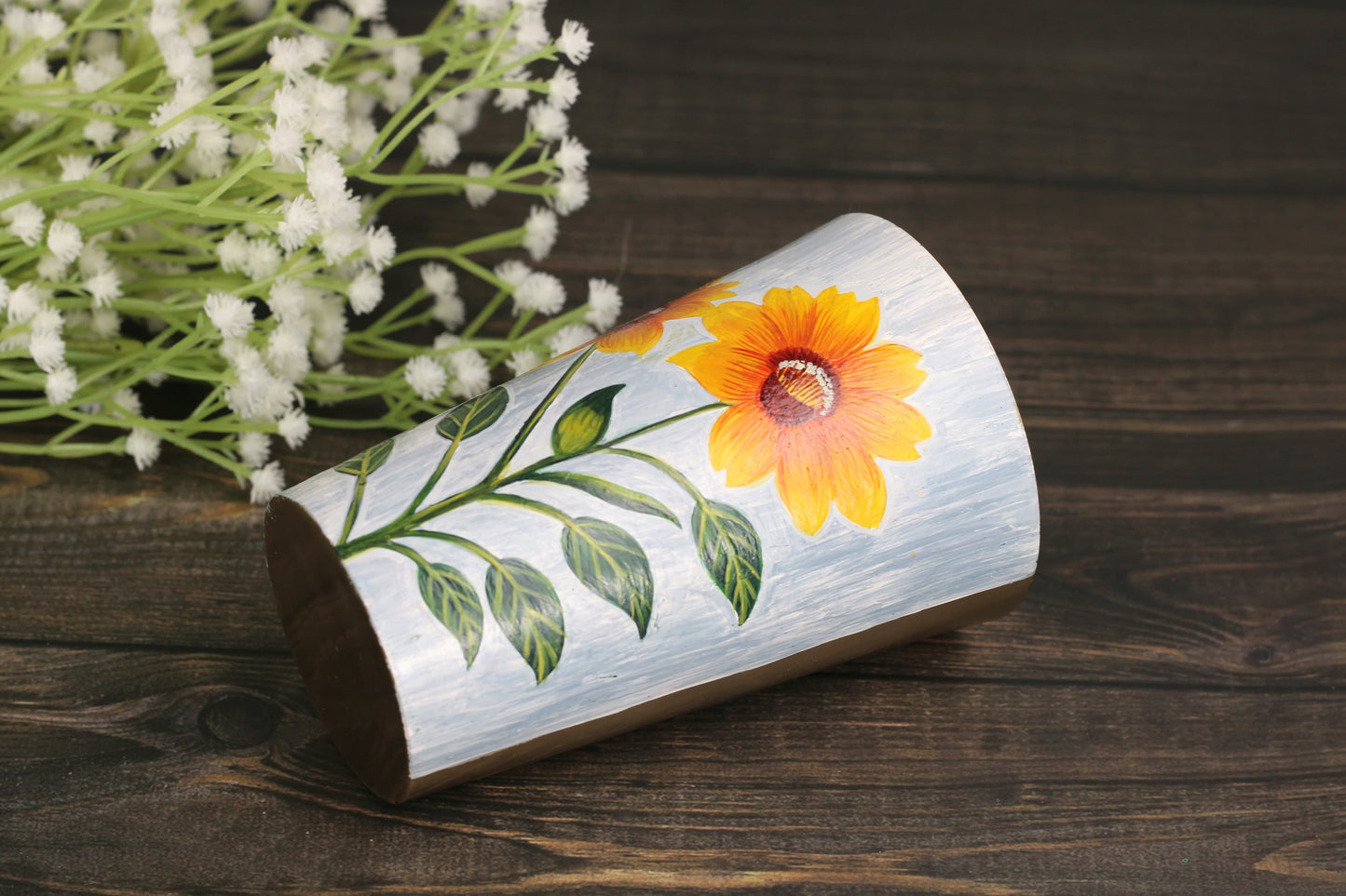 Kansyakar Bronze Patiala Lassi Glass – 350ml Heavy Traditional Cup | Hand-Painted Sunflower | Matte Finish | Food Grade Lacquer