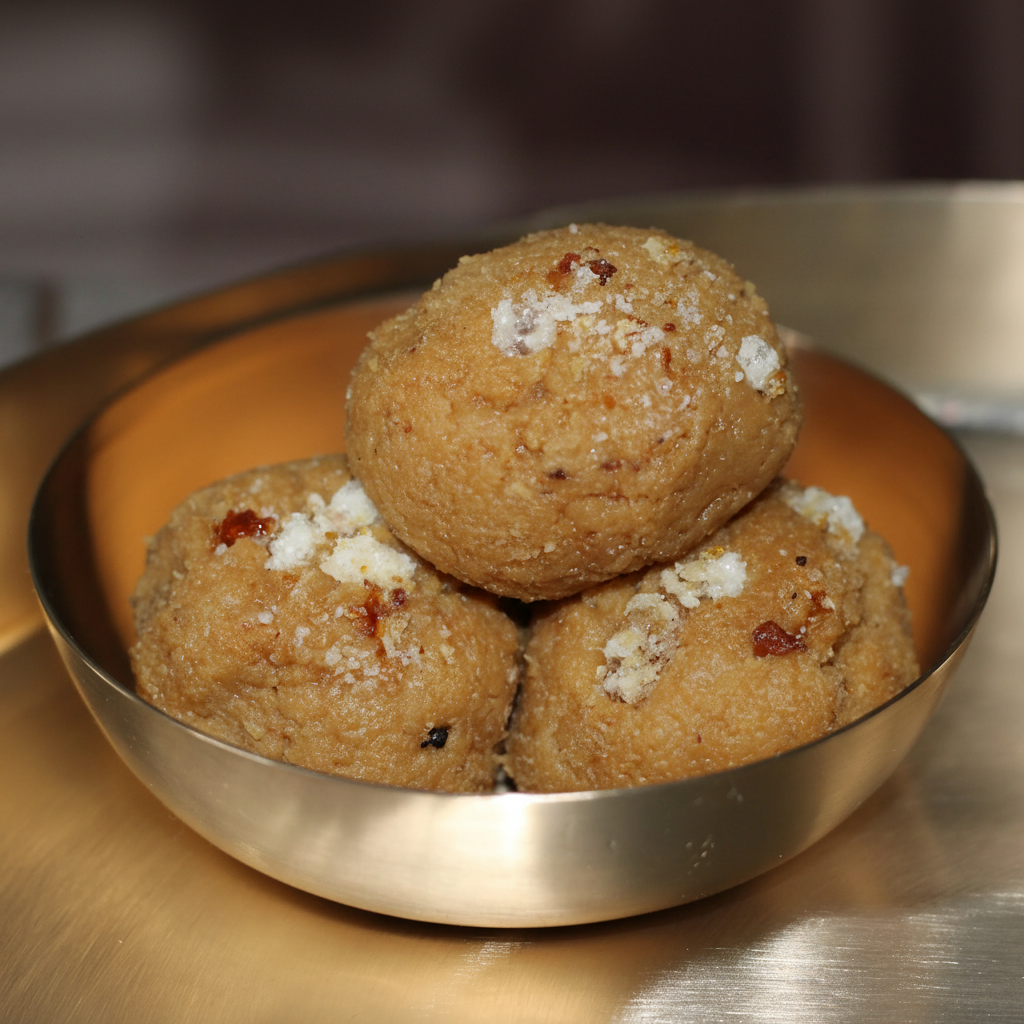 Handcrafted bronze (Kansa) sweet dish bowl in three sizes with glossy and matte finishes, ideal for prasad, dry fruits, or gifting.