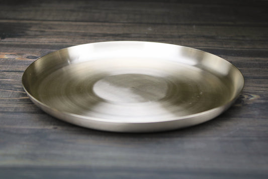 Artisanal Bronze Salad Platter Set - Small (6.5") & Medium (7.5") | Glossy/Matte Ayurvedic Kansa Plates | Healthy Dining & Chic Serving"