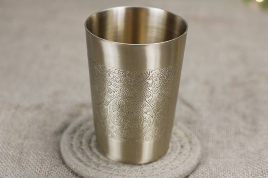 Bronze Luxe Tumbler with Floral Etching | Matte finishes | 220 ml capacity