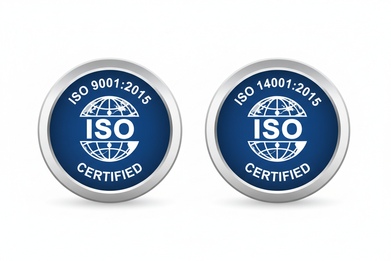 ISO 9001:2015 & ISO 14001:2015 Badges
