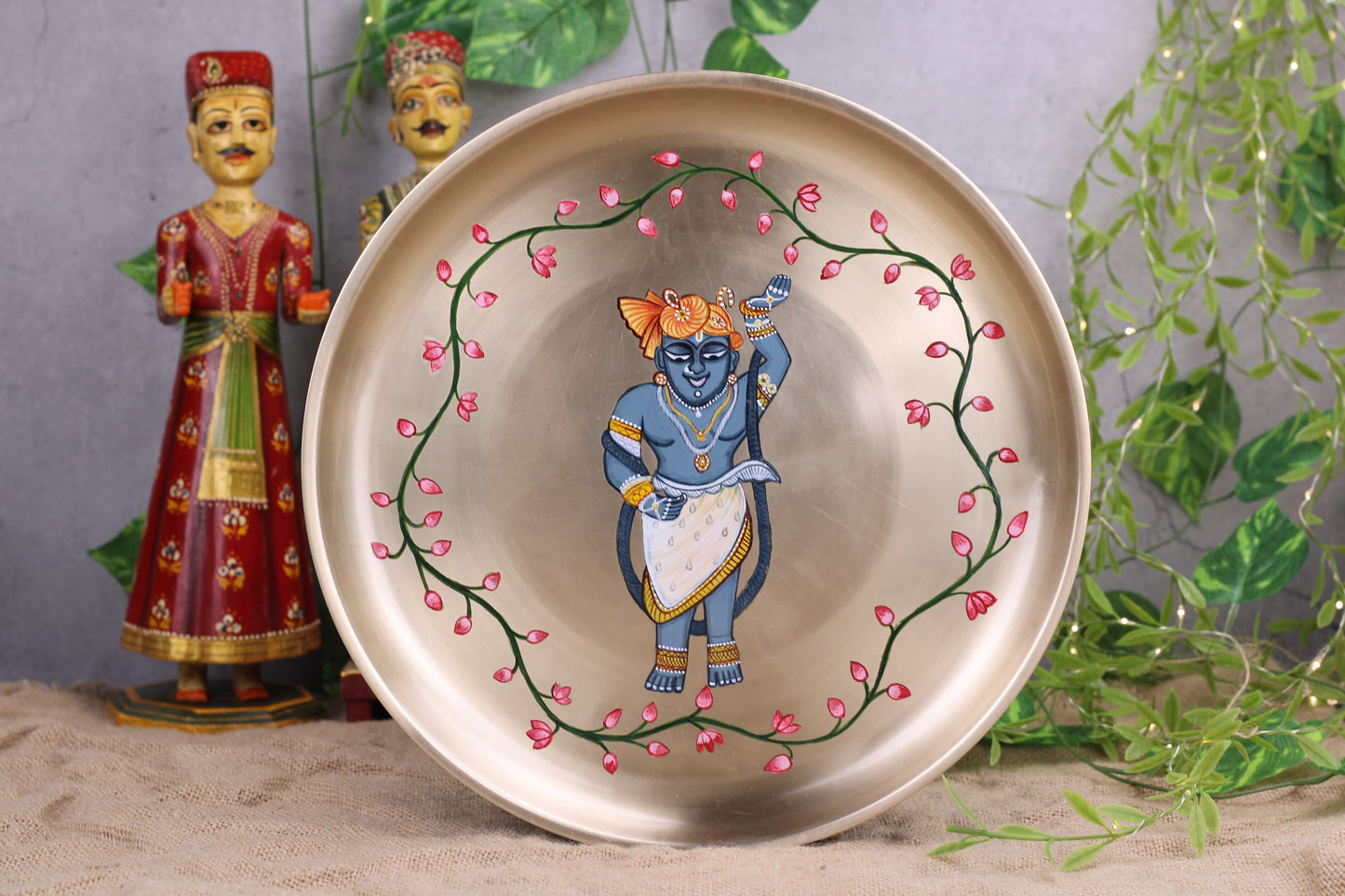 Srinath Ji Lotus Motif Bronze Wall Hanging – Traditional Nathdwara Art