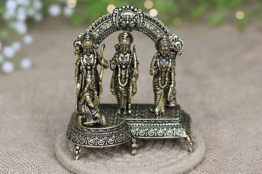 Premium Brass Ram Darbar Idol – Ram, Sita, Lakshman & Hanuman | Spiritual Home Decor