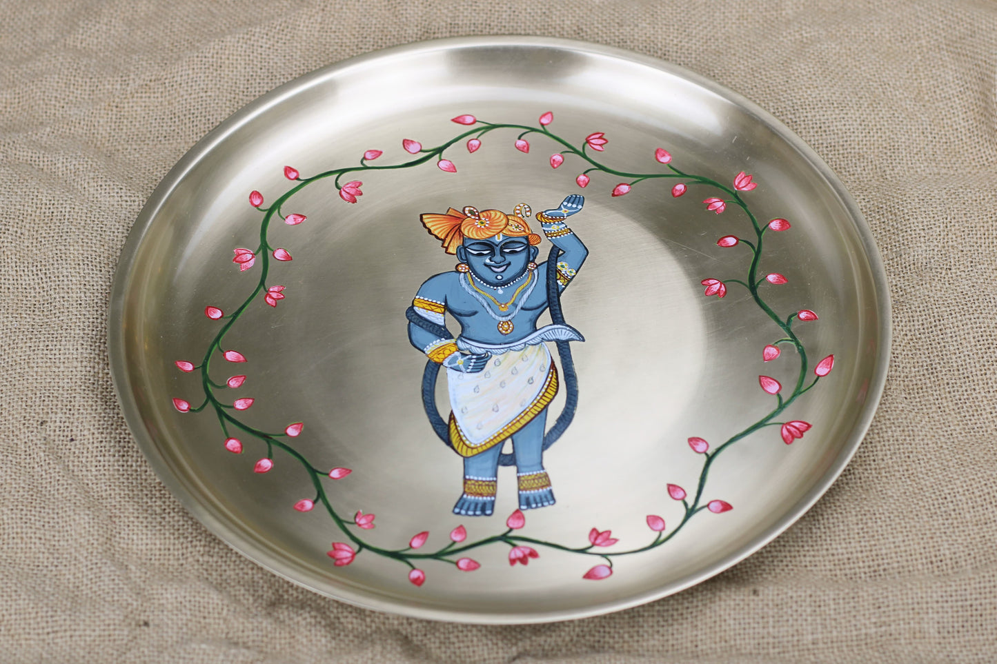Srinath Ji Lotus Motif Bronze Wall Hanging – Traditional Nathdwara Art
